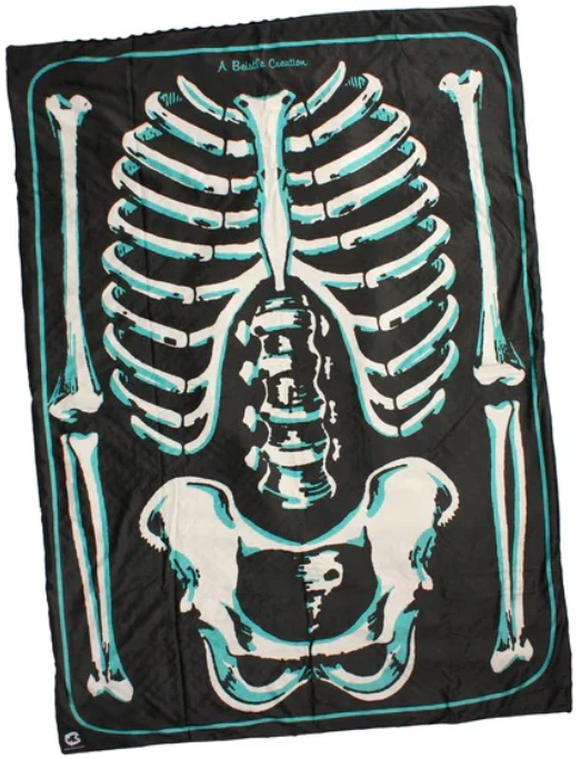 Creepy Co. Beistle Art BARE BONES Skeleton Throw Blanket 44x60" Horror Halloween - Creepy Shop