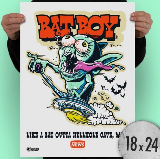 NEW Creepy Co. Limited Edition Weekly World News BAT BOY LIVES ART PRINT 24x18"