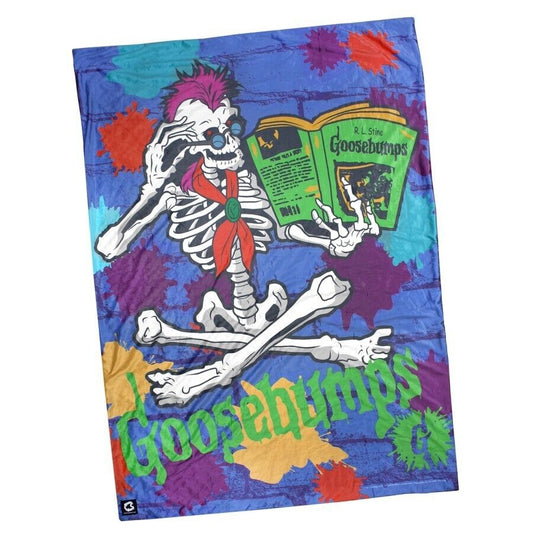 NEW Creepy Co. Goosebumps CURLY Skeleton BLANKET Throw 60x42" Horror Book 90s TV