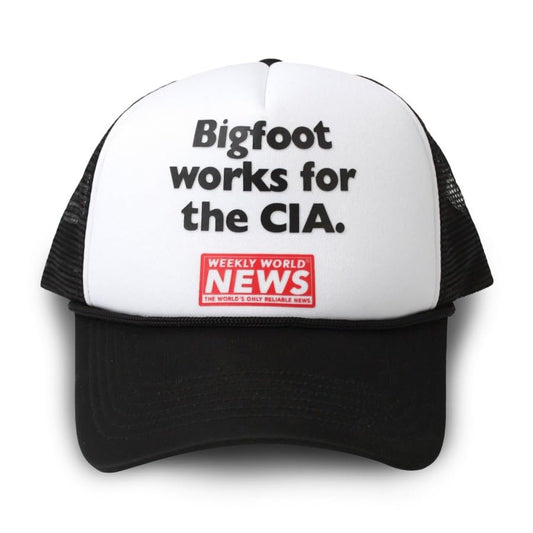 NEW Creepy Co. Weekly World News Bigfoot Trucker HAT Mesh Spooky Horror Folklore Myth White