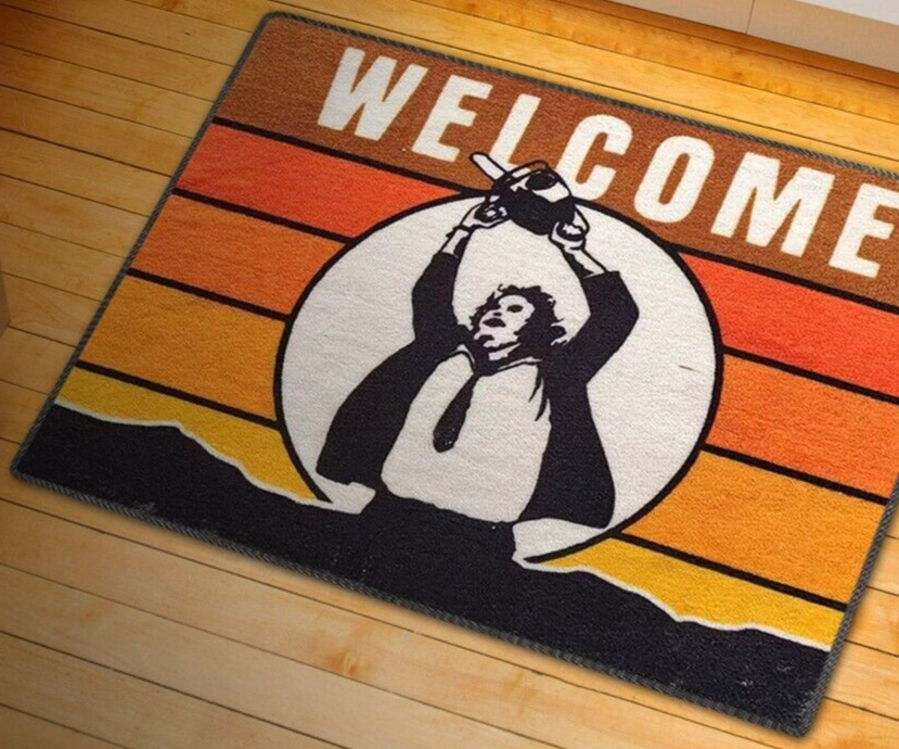 NEW Creepy Co. Texas Chainsaw Massacre WELCOME RUG Leatherface 36x27" horror 70s