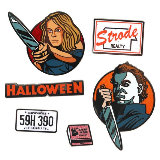 NEW Creepy Co. HALLOWEEN Movie 6 PIN SET Enamel Myers Strode Lapel