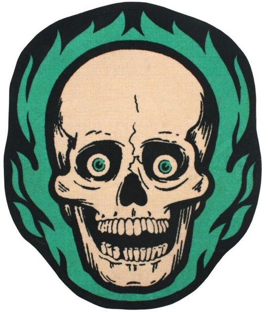 NEW Creepy Co. Beistle FLAMING SKULL Rug 40x33" Skeleton Home Decor