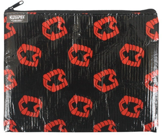 NEW Creepy Co. RED Chompers Vampire ZIPPER POUCH Makeup Bag Pencil Case