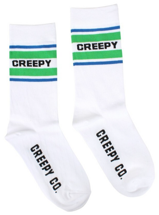 NEW Creepy Co. Company Logo Athletic Socks Sporty Spooky Horror Gym Crew OneSize