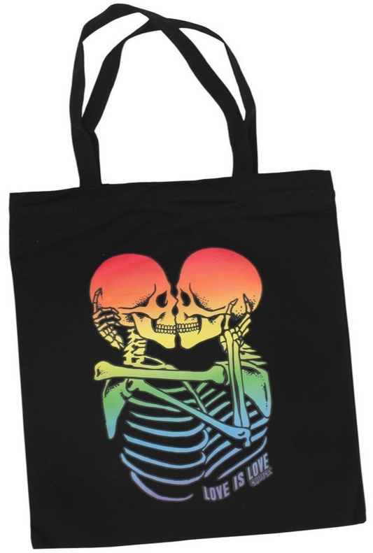 NEW Creepy Co. KISSING SKELETONS Love is Love Pride Reusable Canvas Tote Bag