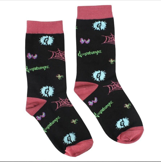 NEW Creepy Co. Goosebumps BLACK SPIDERWEB Tubular SOCKS Horror Book Retro 90s