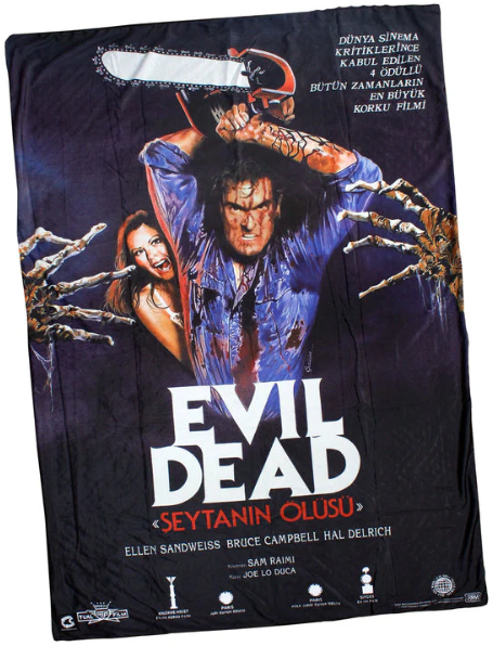 NEW Creepy Co THE EVIL DEAD Ash Chainsaw Throw Blanket 42x60" Horror Halloween Raimi