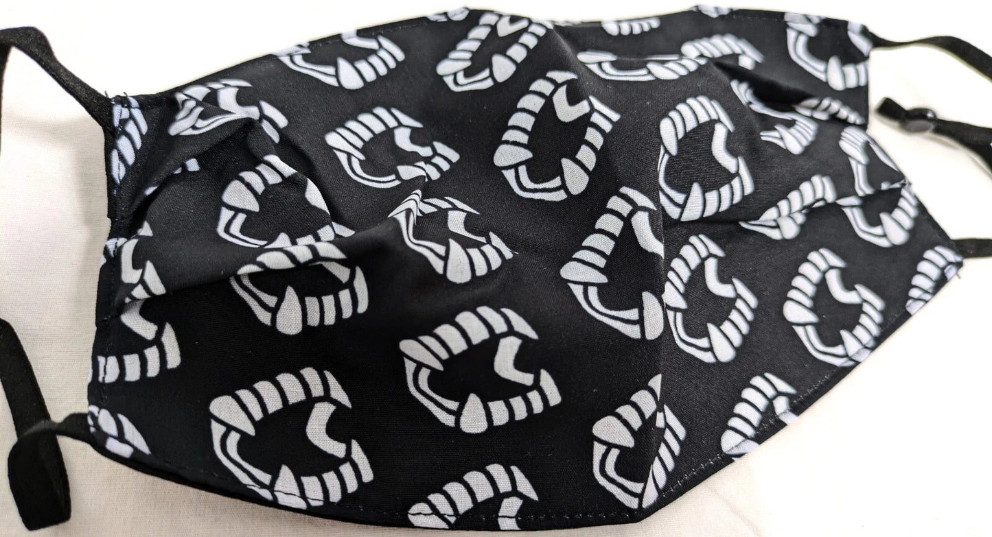 NEW Creepy Co MASK PACK of 3 Fabric Masks & Storage Bag Ear Loop Spooky Chompers