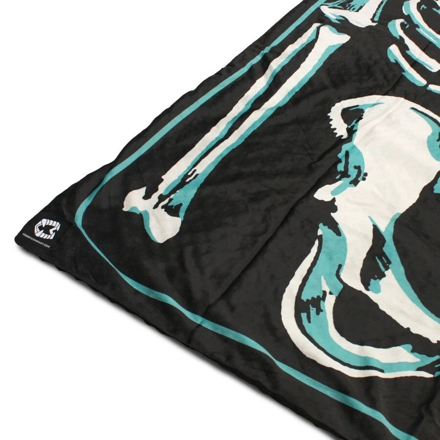 NEW Creepy Co. Beistle Art BARE BONES Skeleton Throw Blanket 44x60" Horror Halloween
