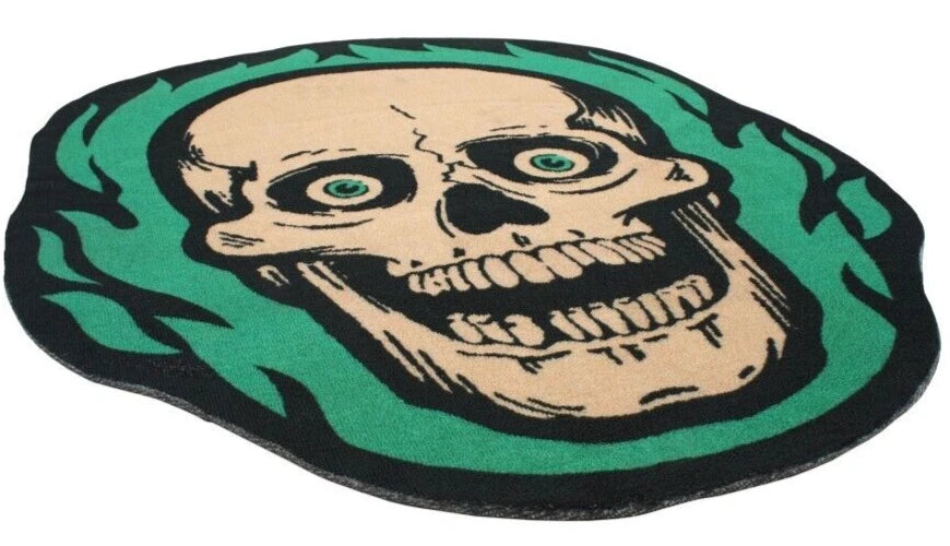 NEW Creepy Co. Beistle FLAMING SKULL Rug 40x33" Skeleton Home Decor