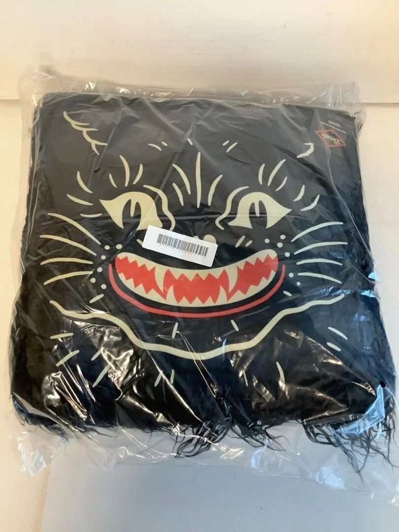 NEW Creepy Co. Beistle SHAG BLACK CAT Plush Cushion Accent Pillow Horror Halloween