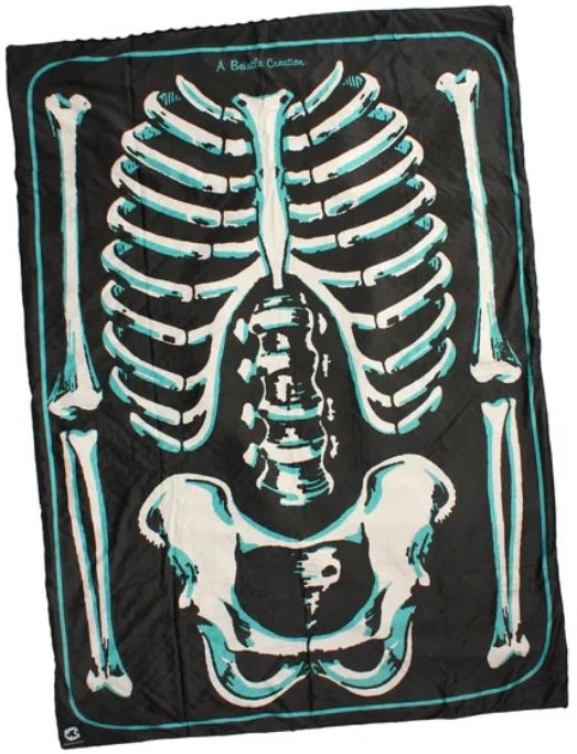 NEW Creepy Co. Beistle Art BARE BONES Skeleton Throw Blanket 44x60" Horror Halloween