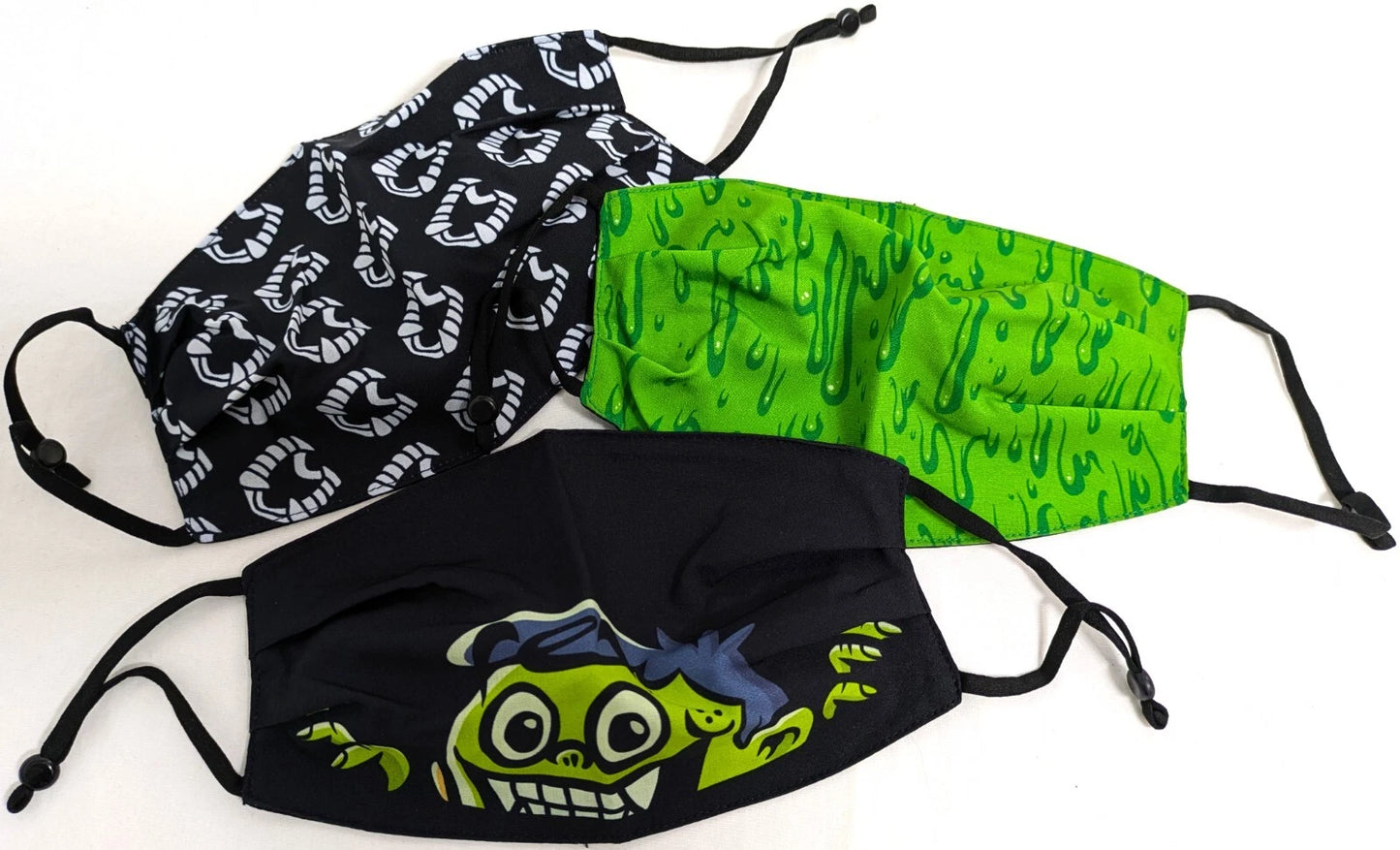 NEW Creepy Co MASK PACK of 3 Fabric Masks & Storage Bag Ear Loop Spooky Chompers