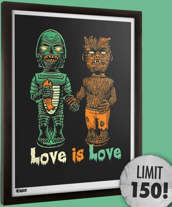 NEW Creepy Co. ART PRINT LOVE IS LOVE Wolfman 24x18" Universal Monster