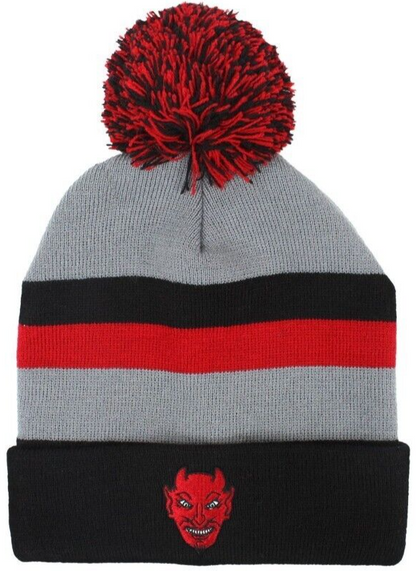 NEW Creepy Co. Beistle DEVIL PATCH POM BEANIE Hat Halloween Spooky