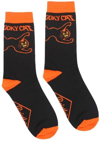 NEW Creepy Co. Beistle SPOOKY CAT Socks Black Scratch Kitty Halloween