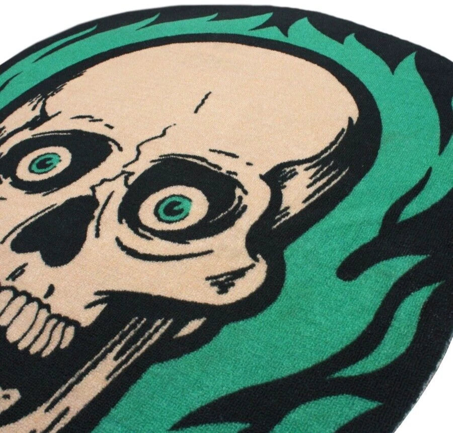 NEW Creepy Co. Beistle FLAMING SKULL Rug 40x33" Skeleton Home Decor