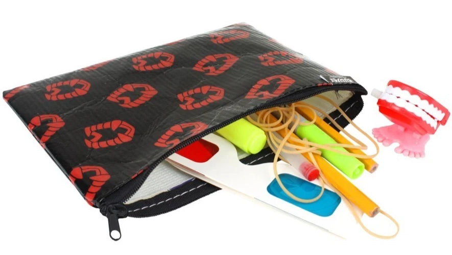NEW Creepy Co. RED Chompers Vampire ZIPPER POUCH Makeup Bag Pencil Case