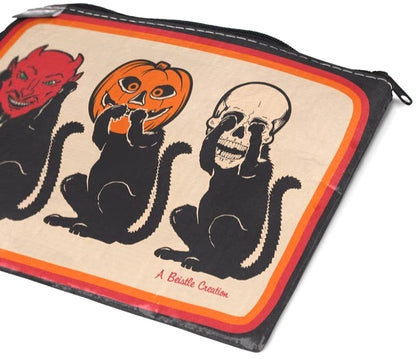 NEW Creepy Co. Beistle Black Cat Fear No Evil PENCIL POUCH CASE MAKEUP