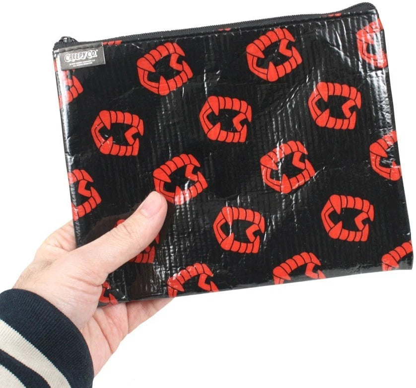 NEW Creepy Co. RED Chompers Vampire ZIPPER POUCH Makeup Bag Pencil Case