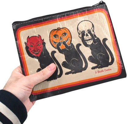 NEW Creepy Co. Beistle Black Cat Fear No Evil PENCIL POUCH CASE MAKEUP