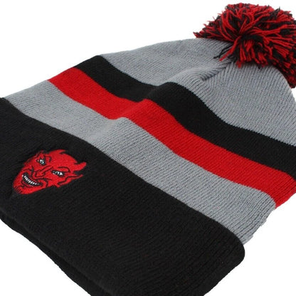 NEW Creepy Co. Beistle DEVIL PATCH POM BEANIE Hat Halloween Spooky