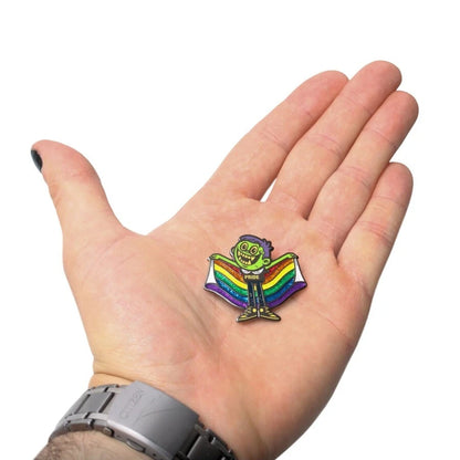 NEW Creepy Co. Company - Boz PRIDE FLAG Enamel PIN 1.25 Inch Glitter Rainbow Flare Accessory