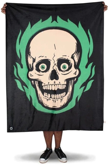 NEW Creepy Co. Beistle FLAMING SKULL Skeleton Throw Blanket 60"x42" Horror Halloween