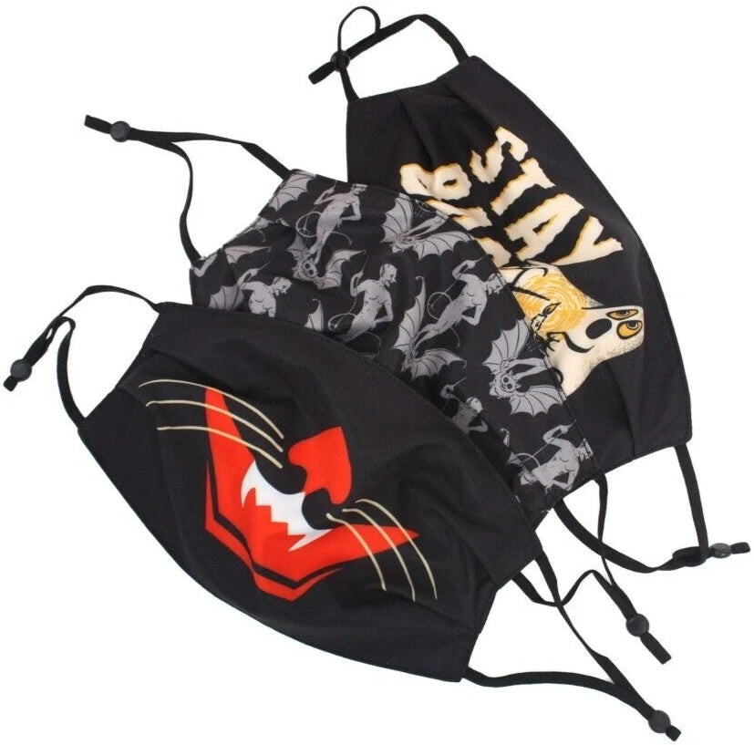 NEW Creepy Co BEISTLE FACE MASK PACK of 3 Fabric Storage Bag Ear Loop