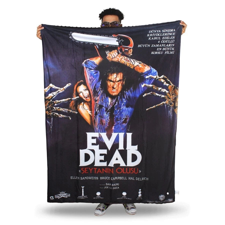 NEW Creepy Co THE EVIL DEAD Ash Chainsaw Throw Blanket 42x60" Horror Halloween Raimi