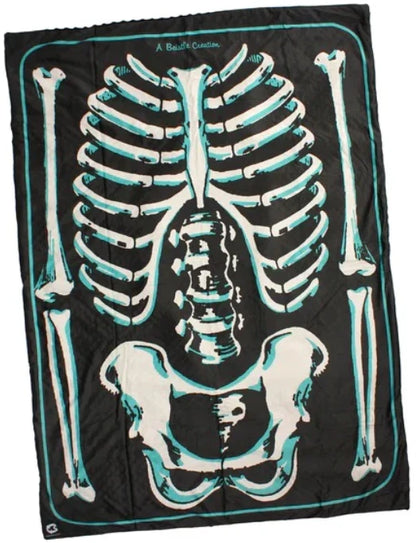 NEW Creepy Co. Beistle Art BARE BONES Skeleton Throw Blanket 44x60" Horror Halloween