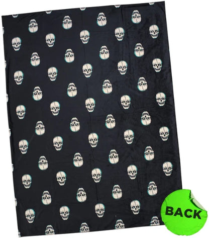 NEW Creepy Co. Beistle FLAMING SKULL Skeleton Throw Blanket 60"x42" Horror Halloween