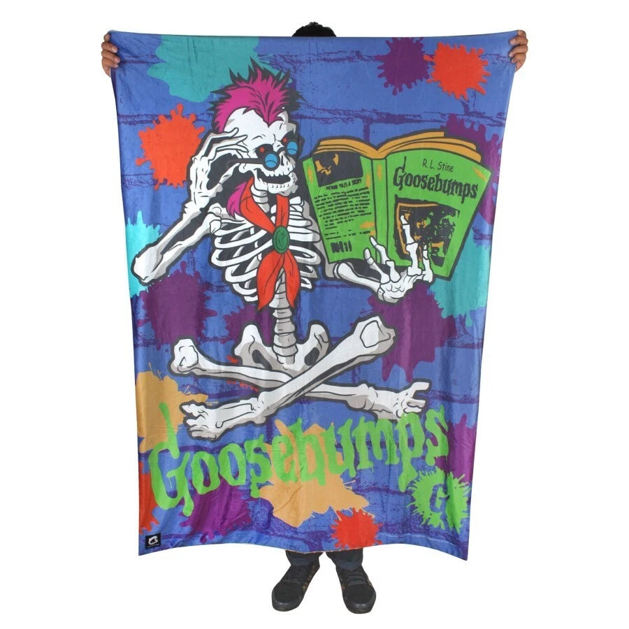 NEW Creepy Co. Goosebumps CURLY Skeleton BLANKET Throw 60x42" Horror Book 90s TV