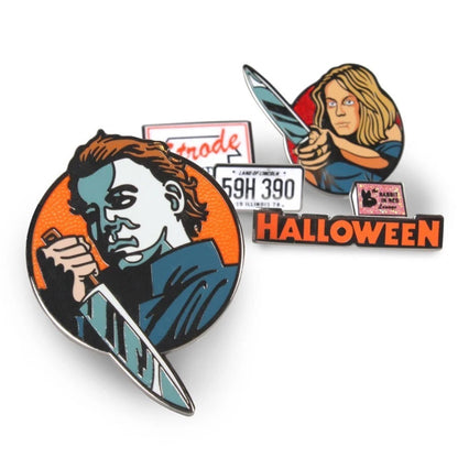 NEW Creepy Co. HALLOWEEN Movie 6 PIN SET Enamel Myers Strode Lapel