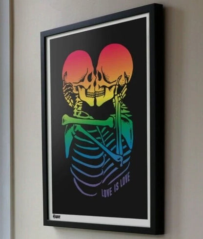 NEW Creepy Co. Limited Edition ART PRINT- KISSING SKELETONS 24x18" Pride Rainbow
