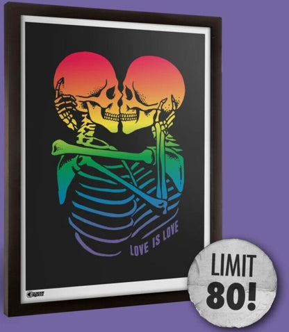 NEW Creepy Co. Limited Edition ART PRINT- KISSING SKELETONS 24x18" Pride Rainbow