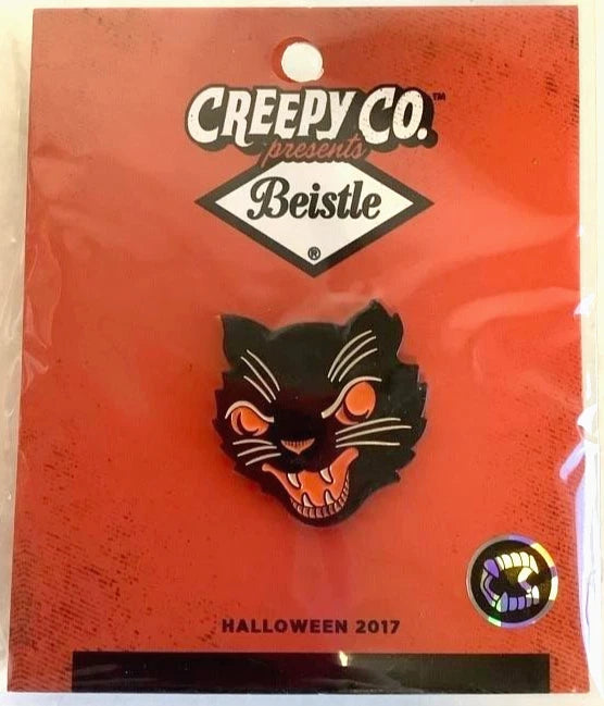 NEW Creepy Co. Beistle Halloween 2017 Edition BLACK SCRATCH CAT Enamel