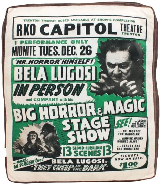 NEW Creepy Co. BELA LUGOSI Dracula Poster Throw Pillow Horror RKO Universal Monsters