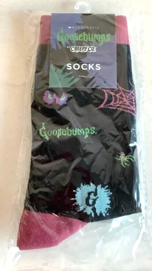 NEW Creepy Co. Goosebumps BLACK SPIDERWEB Tubular SOCKS Horror Book Retro 90s