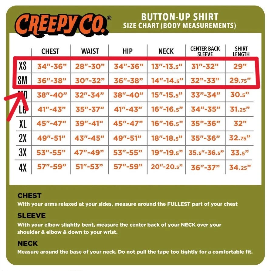 NEW Creepy Co. Beistle DANCING SKELETONS BUTTON-UP DRESS SHIRT XS or S Size Only