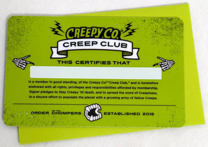 NEW Creepy Co. Creep Club KIT - Exclusive Boz PIN, STICKERS, & Member Card OOP