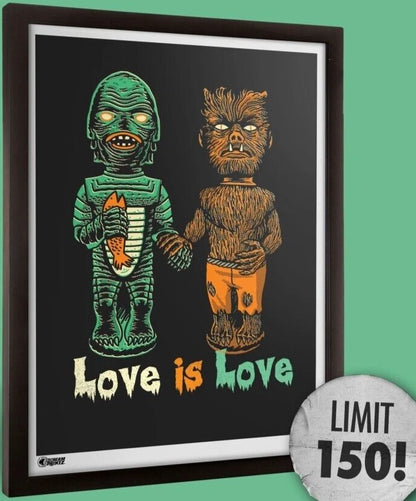NEW Creepy Co. ART PRINT LOVE IS LOVE Wolfman 24x18" Universal Monster