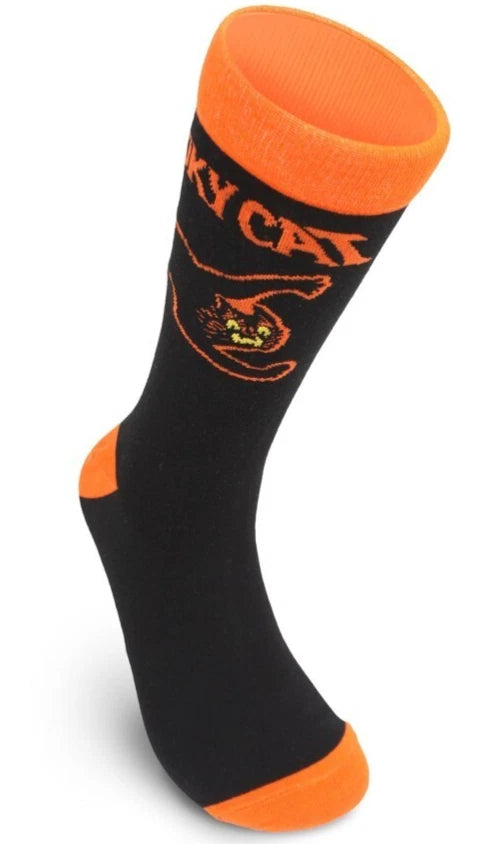 NEW Creepy Co. Beistle SPOOKY CAT Socks Black Scratch Kitty Halloween