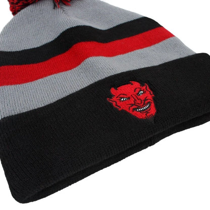 NEW Creepy Co. Beistle DEVIL PATCH POM BEANIE Hat Halloween Spooky