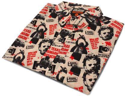 NEW Creepy Co. TEXAS CHAINSAW MASSACRE One Sheet BUTTON-UP DRESS SHIRT