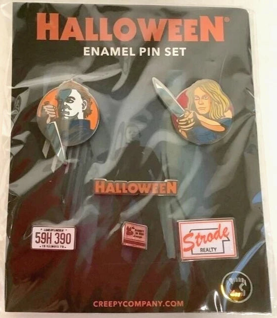 NEW Creepy Co. HALLOWEEN Movie 6 PIN SET Enamel Myers Strode Lapel