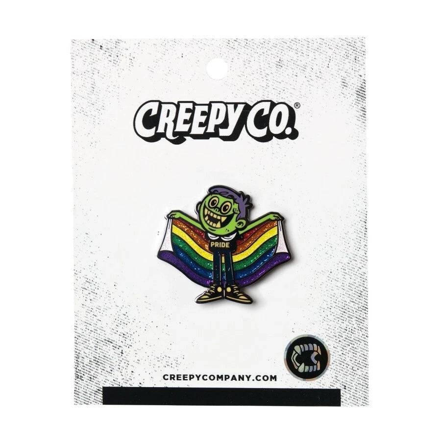 NEW Creepy Co. Company - Boz PRIDE FLAG Enamel PIN 1.25 Inch Glitter Rainbow Flare Accessory