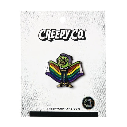 NEW Creepy Co. Company - Boz PRIDE FLAG Enamel PIN 1.25 Inch Glitter Rainbow Flare Accessory