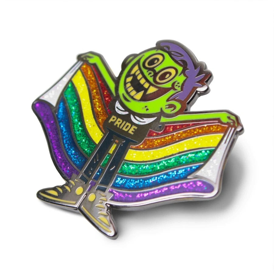 NEW Creepy Co. Company - Boz PRIDE FLAG Enamel PIN 1.25 Inch Glitter Rainbow Flare Accessory